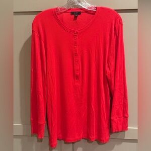 EUC J.Crew Red Ribbed Henley Top SZ XL